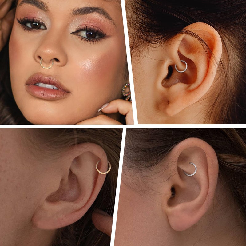 FUNLMO Store 316L Surgical Steel Septum Ring Nose Ring Hoop Hypoallergenic Daith Cartilage Conch Tragus Rook Earlobe Piercing Jewerly for Women Men - Image 4